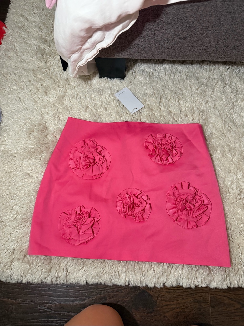 Lovers + Friends Hot Pink Rosette Mini Skirt